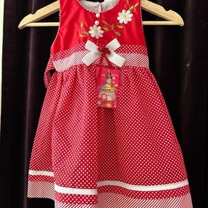 Red Dress with Floral Embroidery